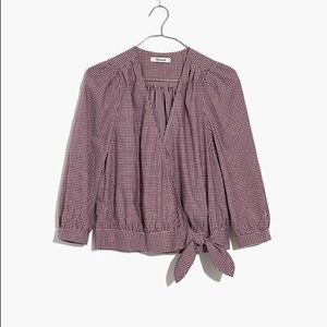 Madewell Wrap Top in Gingham Check